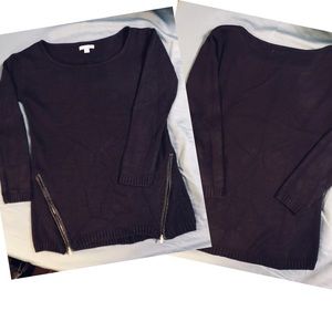 New York & Company Sweater with Leather Trim